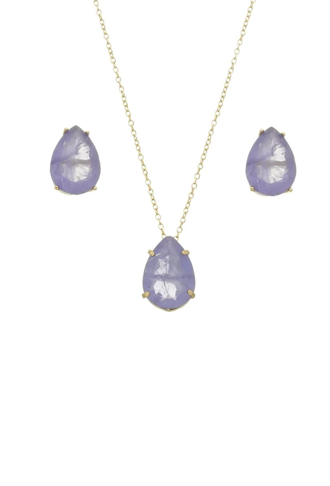 CONJUNTO SEMIJOIADE GOTA COM PEDRA ULTRA VIOLET FUSION CJ075-O